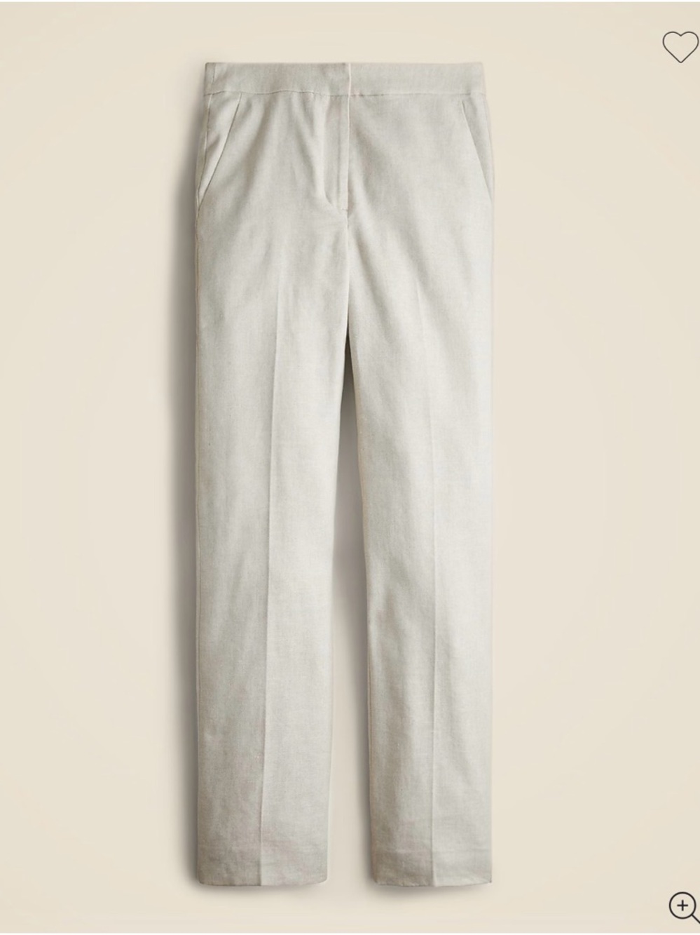 NWT JCREW Kate Straight Leg Pant White Linen Blend Sz 14 No Pockets L
